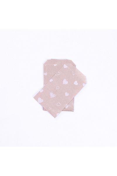 Bimotif Heart Pattern Paper Bag, Kraft-White 11X20 cm - 1000 Pieces