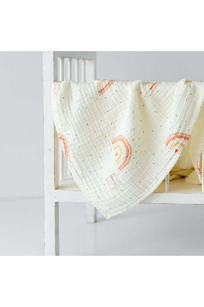 Mama Yoyo Baby&Kids Rainbow Organic Baby Blanket // 4 Layers Muslin (Rainbow)