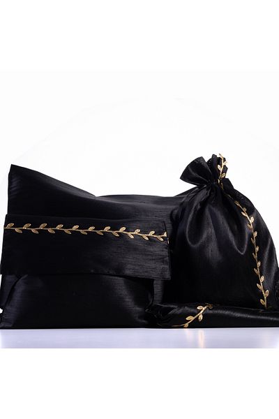 Bimotif Set of dowry 4 pieces of Ottoman silk, Black