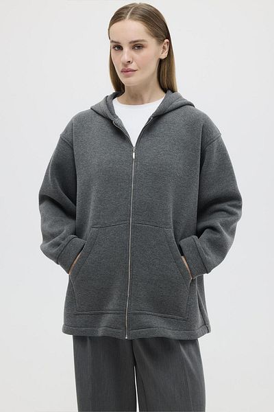 KADRİYE BAŞTÜRK Ανθρακί Χρώμα Raised Blunt Cardigan
