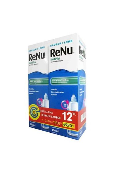 Renu Multiplus Lens Solution 2 X 360 ml (Labeled 84,80 Tl)