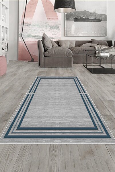 uygun dekor Gri Renkli Laci İşlemeli Yıkanabilir Kaymaz Taban Leke Tutmaz Modern Salon Halısı ve Yolluk