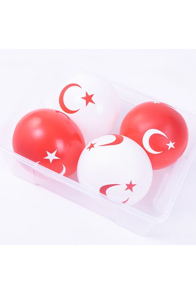 Bimotif Circumference Printed 5 Balloons, Crescent and Star 5 Pieces