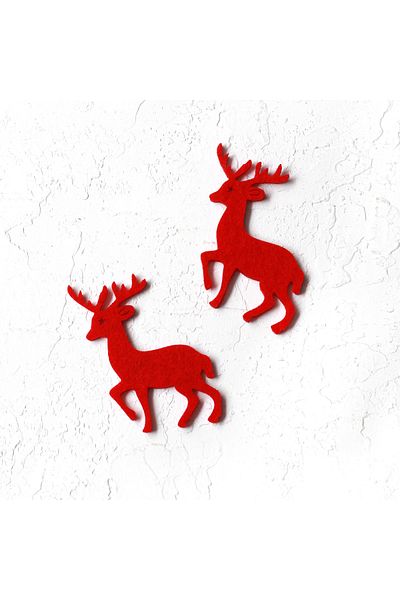 Bimotif Felt Motif Deer, Red 4 Pieces
