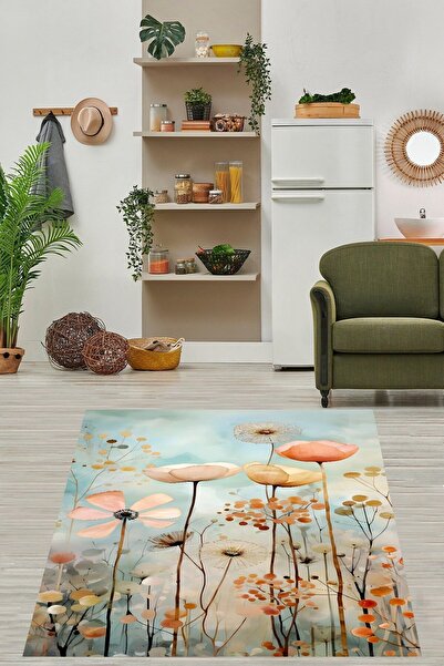 uygun dekor Floral Desen Modern Yıkanabilir Kaymaz Taban Leke Tutmaz Salon Halısı