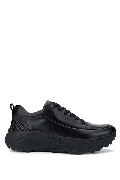 Tamer Tanca Men's Genuine Leather Black Antique Sneakers & Sports Shoes