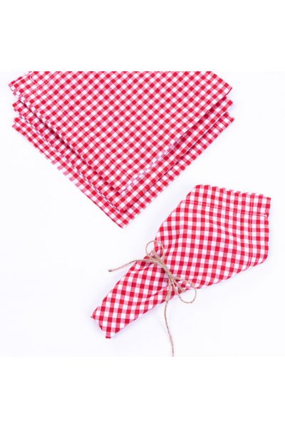 Bimotif فوطة نزهة منقطعة، أحمر، 35x35 4 قطع