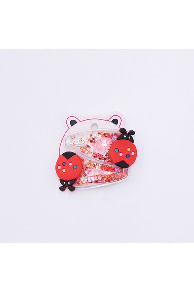 Bimotif Star Glitter Ladybug Buckle, Pink 2 Pieces
