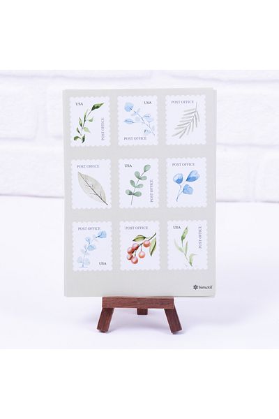 Bimotif Mixed leaf pattern stamp sticker set, A5 2 sheets