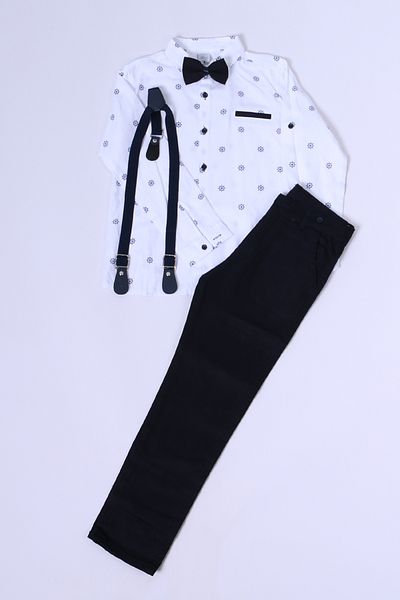 HÇM Boys' Papillon Print Shirt and Belt Suit C47 - Special Occasions