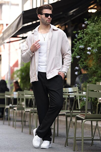 Madmext Bej Desenli Cepli Erkek Ceket Gömlek 6756