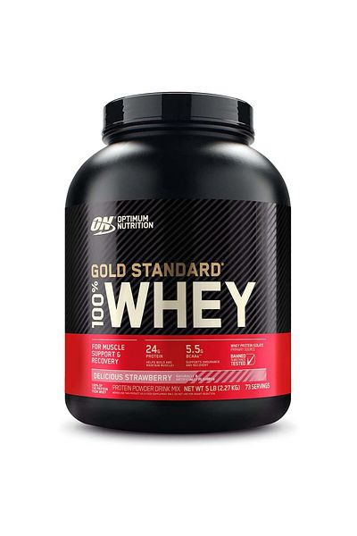 Optimum Nutrition Gold Standard 100% Whey Protein, Delicious Strawberry, 5 LB