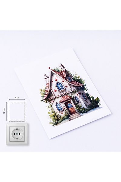 Bimotif Autocolant priza de Anul Nou 9x12 cm, Anul Nou Acasă 15 buc