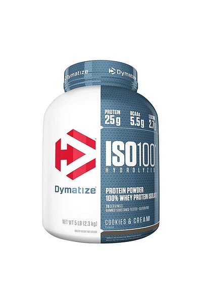 Dymatize ISO 100 Hydrolyzed whey protein isolate, Cookies and Cream, 5 LB
