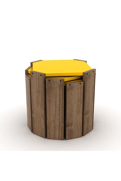 Home Canvas Hansel Nested Coffee Table Set of Three for Living Room (Walnut-Yellow)