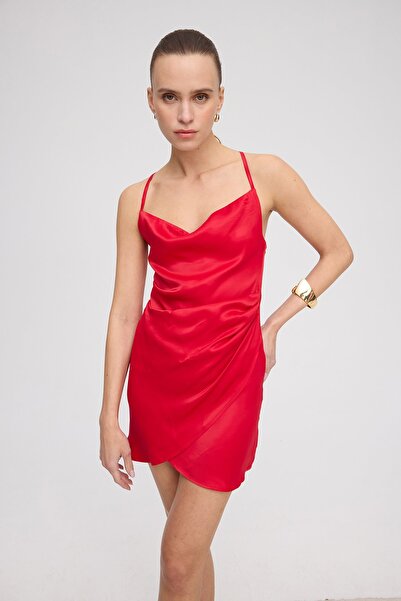 VATKALI Saten mini elbise