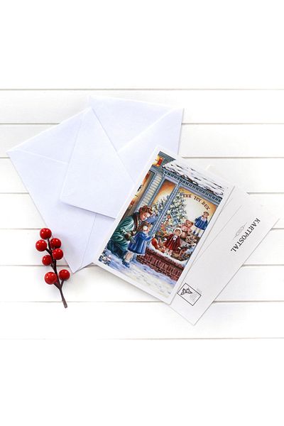 Bimotif 10-piece New Year's Postcard-envelope Set - Toy Shop