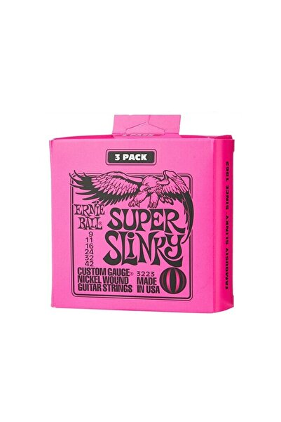 Ernie Ball P03223 سلسلة جيتار كهربائي سوبر سلينكي، 3 عبوات 09-42 - 3 مجموعات