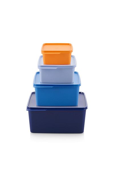 Tupperware Mango Set of 4 500 Ml, 1.2 L, 2.5 L, 5 L Blue and Navy Blue Leak Proof Practical Storage Containers