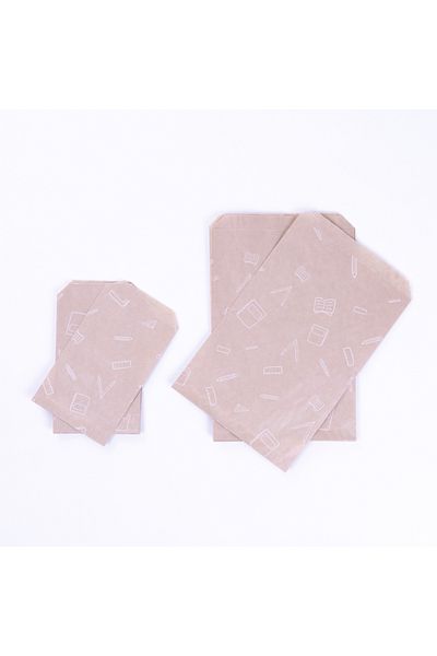 Bimotif Stationery Pattern Paper Bag, Kraft-White 11X20 cm - 100 Pieces