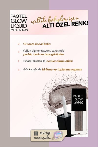 Pastel Glow Liquid Eyeshadow 223 + Waterproof Gel Eye Pencil 404 + Togin Bag - Mix Set