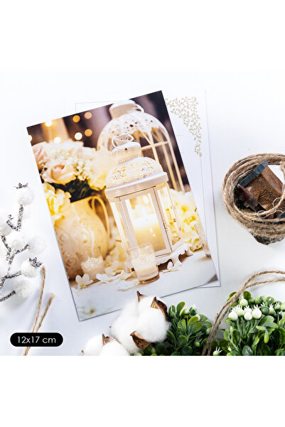 Bimotif Düğün Ve Davet Kartı, Not Yazılabilir, Mumluk Ve Süs Mumları, 12x17 C...