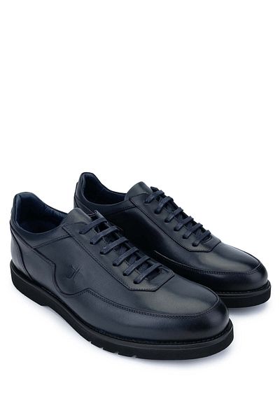Tamer Tanca Men's Genuine Leather Navy Blue Casual Shoes