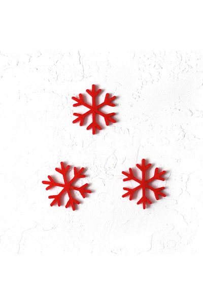 Bimotif New Year's Felt Snowflake Ornament, Red 6 Pieces