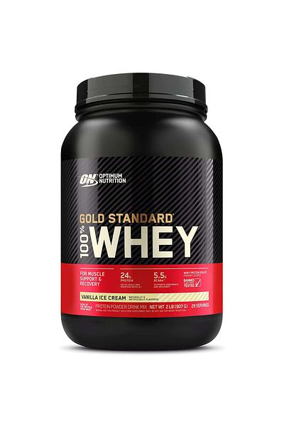 Optimum Nutrition Gold Standard 100% Whey Protein, Vanilla Ice Cream, 2 LB