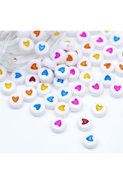 Bimotif Heart bead, round 50 pieces