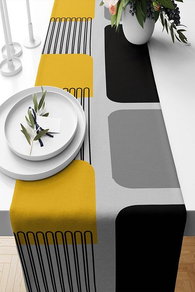 on the clouds Color Blocked Stain Moon Cloth - Living Room and Kitchen Table Runner