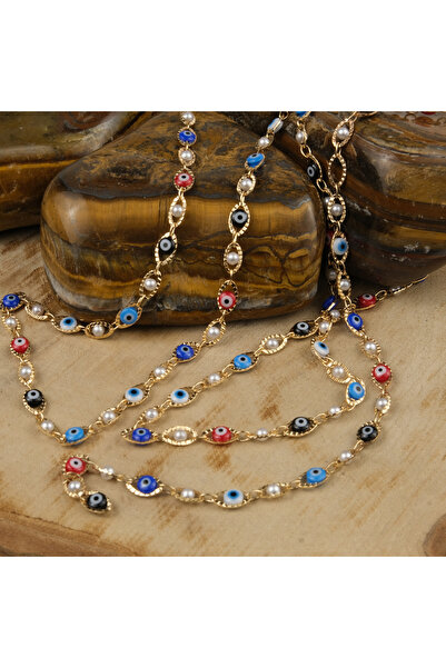 Prestij Boncuk Lanț cu perle și mărgele de ochi rău Bijuterii și lanț de acce...