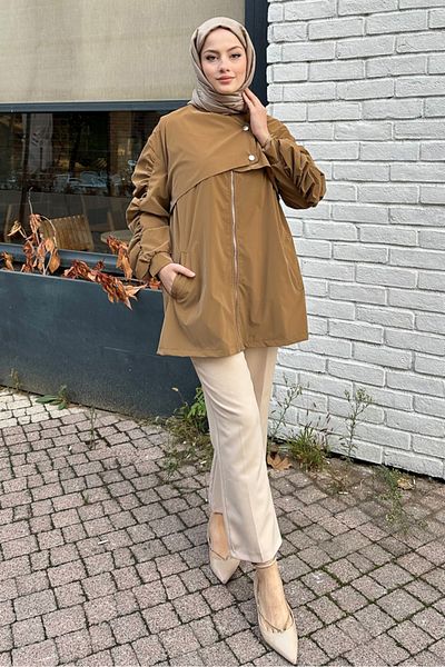 Oven Κοντό παλτό Camel Color - Μανίκια με κορδόνια