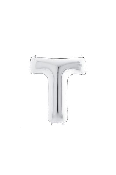 Bimotif T letter shaped silver color foil balloon 40inc 1 piece