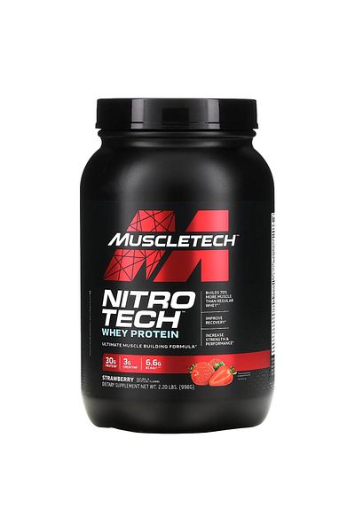 MUSCLETECH Nitro Tech Whey Protein, Strawberry, 2 LB