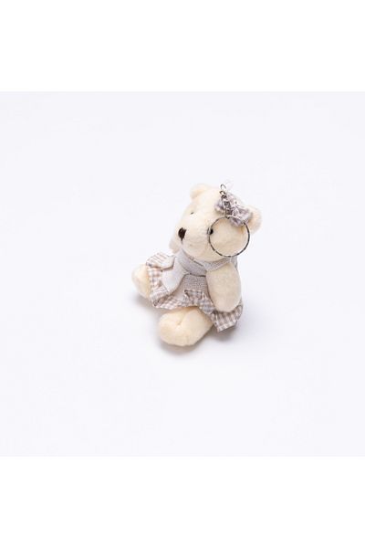 Bimotif Cream Colored Teddy Bear Keychain with Special Dress
