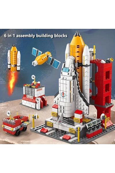 BUILDING BLOCK مكعبات تجسيد الفضاء 1000 قطعة للأعمار من 6 سنوات فما فوق، هدية مكعبات تعليمية للسفر في الفضاء