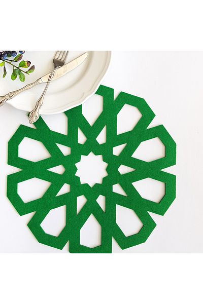 Bimotif Serving 12 pieces of felt with patterns, green