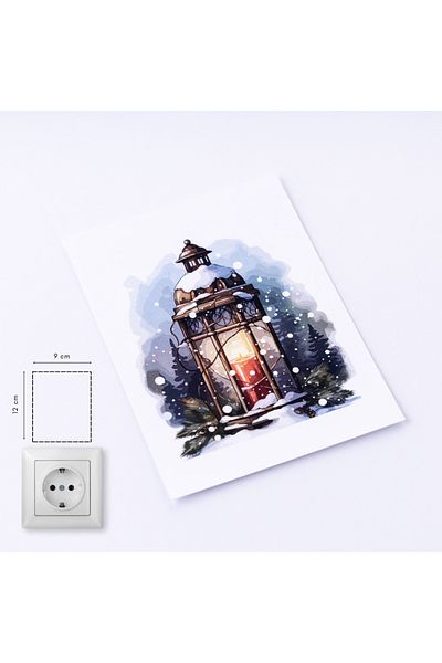 Bimotif Autocolant priza de Anul Nou 9x12 cm, Suport Lumanare Lanterna 15 buc