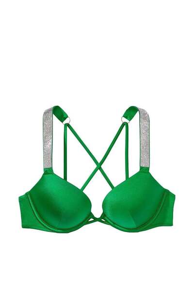 Victoria's Secret Işıltılı Askılı 2 Beden Büyük Gösteren Push-Up Bikini Üstü