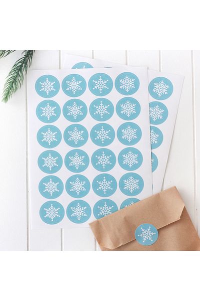 Bimotif New Year Snow Pattern Sticker, 2.75 Cm 2 Sheets (BLUE)