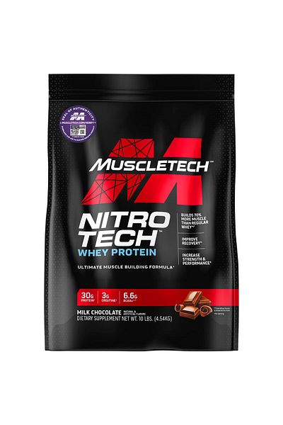 MUSCLETECH Nitro Tech Whey Protein, Milk Chocolate, 10 LB