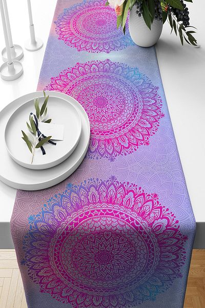 on the clouds Set de 4 huse de pernă decorative cu modele de masă cu mandala colorată