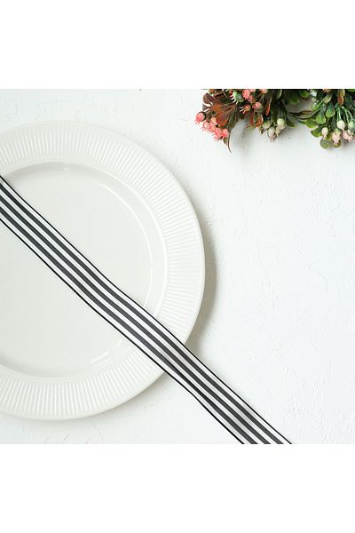 Bimotif Black and White Striped Taffeta Ribbon, 25 mm 2 Meters