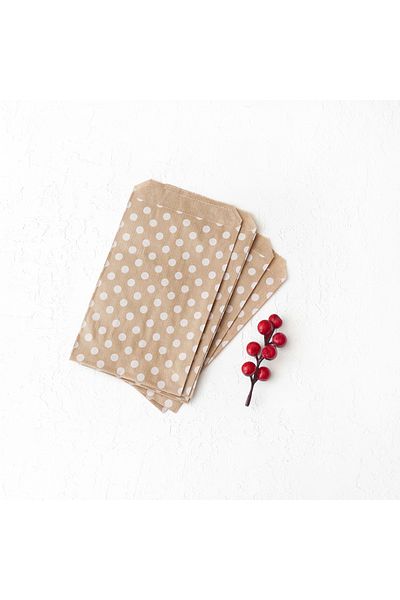 Bimotif 20 Pieces of Polka Dot and Zigzag Patterned Paper Bag - Set of Happy New Year Sticker (18x30 cm)