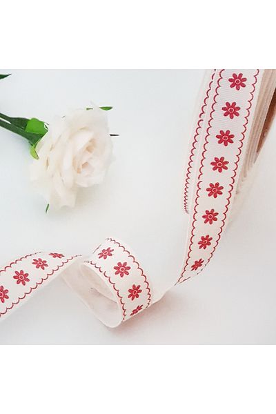 Bimotif Βαμβακερή κορδέλα, λουλούδι, 1,5 cm 50 μέτρα