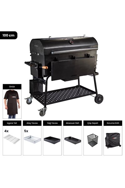 IGRILL Barbekü 1000 mm Kömürlü Mangal (Siyah)