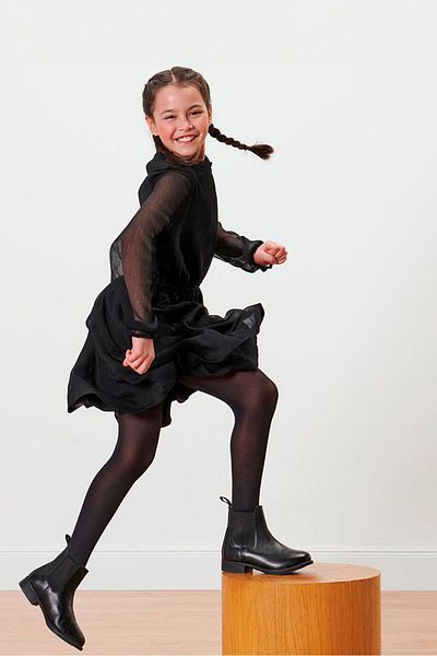 Tchibo Kids Girl 2Pcs Solid Pull On Tights, Black