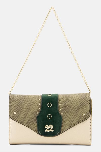 Numeroventidue Women Snakeskin Studded Mini Cross Body Bag 12 H x 19 L x 3 W cm, Gold