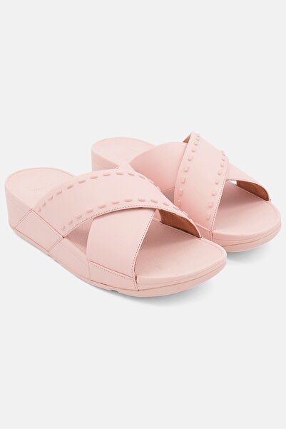Fitflop Women Leather Cross Slide Casual Sandals, Pink